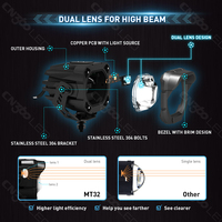 Projecteur LED pour moto tout-terrain 12V haute luminosité, mini feux de route pour moto