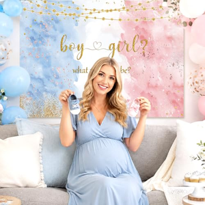 Bannière de toile de fond pour révélation du sexe de bébé (garçon ou fille) pour fête d'anniversaire, 100*75/150*100/180*110/210*150cm - Product Image 2