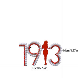Moda blanco perla rojo Bling piedra incrustada griega DST año de fundación 1913 diseño fortaleza <span class=keywords><strong>se</strong></span>ñora Delta Sigma Theta broche Pin - Product Image 2