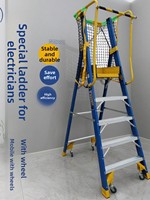 10,4 ft Mobil Fiberglas Platform Merdiveni, Tekerlekli ve Korkuluklu, Trafo Merkezi Deposu için İzoleli Endüstriyel Basamaklı Merdiven