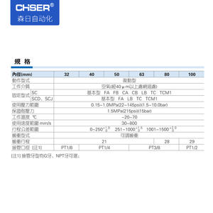 กระบอกสูบแบบมีแกนล็อคมาตรฐาน Airtac รุ่น SC200*50/75/125/150/200/250/300 อะไหล่ระบบลม - Product Image 3