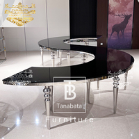Table de salle à manger ronde en acier inoxydable avec cadre argenté moderne et luxueux pour hôtel et appartement