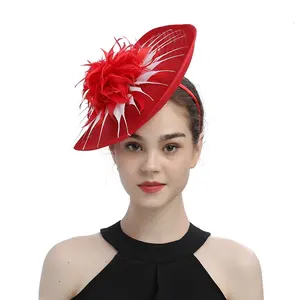Nouvelle conception rouge Fascinator chapeaux église chapeau mariage cheveux accessoires pour femmes dames