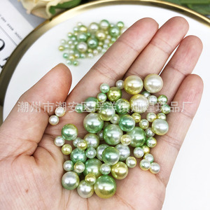Non-Porous Two-Tone Pearl <b>Artificial</b> Beads 80-100 Pcs Flat Back Plastic Resin Nail Art Accessories Mermaid Color Gradient - Product Image 3