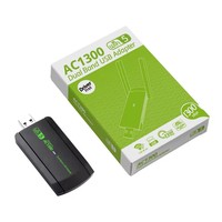 Adaptor Wifi USB AC1300Mbps 2.4/5.8GHz Driver Gratis Kartu Jaringan WIFI 1300M Antena untuk Laptop LAN Dongle Penerima Wifi