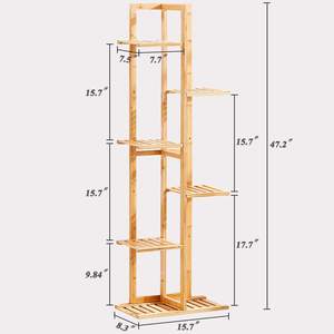 Decoración <span class=keywords><strong>de</strong></span> Jardín, Estante <span class=keywords><strong>de</strong></span> <span class=keywords><strong>Madera</strong></span> para Plantas <span class=keywords><strong>de</strong></span> 6 Niveles y 7 Macetas, Organizador <span class=keywords><strong>de</strong></span> Plantas en Esquina, Soporte <span class=keywords><strong>de</strong></span> Exhibición en Forma <span class=keywords><strong>de</strong></span> <span class=keywords><strong>Escalera</strong></span> Grande, Soporte para Flores - Product Image 6
