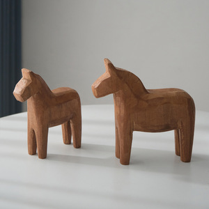 Dala Wooden Horse Set Of 2 Handmade <b>Pine</b> Tabletop Decor Nordic Style Animal Figure Home Decoration - Product Image 3