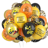 Ballons en latex sur le thème de la construction, 12 pouces, or, noir, jaune, orange, confettis, pour garçon, baby shower, fête d'anniversaire, remise de diplôme