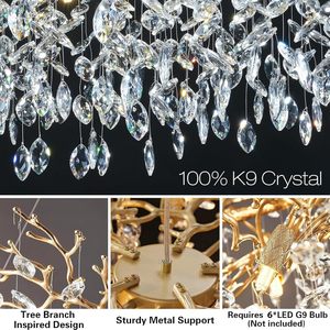 Lustre moderne en cristal doré, <span class=keywords><strong>luminaire</strong></span> suspendu <span class=keywords><strong>contemporain</strong></span> en verre K9 pour <span class=keywords><strong>salle</strong></span> à <span class=keywords><strong>manger</strong></span>, salon, hall d'entrée, intérieur de maison - Product Image 2