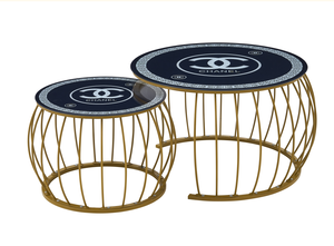 Tavolino da Caffè Moderno di Lusso con Base <span class=keywords><strong>in</strong></span> Ferro Dorato, Piano <span class=keywords><strong>in</strong></span> Vetro e Luci LED, Disponibile <span class=keywords><strong>in</strong></span> <span class=keywords><strong>Marmo</strong></span> Bianco o Nero - Product Image 2