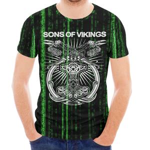 T-shirt personnalisé à col rond en gros Vikings Valknut et Ravens <span class=keywords><strong>tatouage</strong></span> imprimé T-shirts grande taille T-shirt 6XL de haute qualité pour hommes - Product Image 5