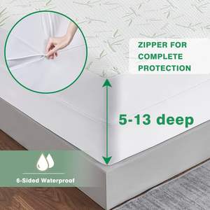 Protège-<span class=keywords><strong>matelas</strong></span> imperméable zippé en rayonne de bambou de qualité supérieure, respirant, silencieux et lavable - Product Image 6