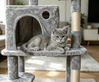 Arbre à chat nordique en bois massif avec hamac et griffoir, personnalisable avec logo OEM, marque privée, pour fournisseurs de produits pour animaux, commande en gros, MOQ