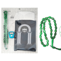 Lot de 4 perles de prière musulmanes, tapis de prière, compteur numérique électronique, bonnet de prière, boîte à chapelet – Cadeau idéal pour le Ramadan