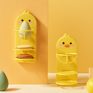 Nouvelle originalité mignon en plastique maquillage beauté <span class=keywords><strong>éponge</strong></span> mélangeur <span class=keywords><strong>porte</strong></span>-bouffée cosmétique tenture murale conception trois couches supports de rangement - Product Image 3