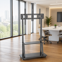 Chariot TV mobile 150 kg pour écrans de 60 à 100 pouces, double étagère, VESA 900x600, idéal pour hôpitaux