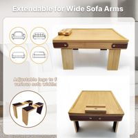 JQ Top Mehrzweck-Couch-Arm-Organizer Klappbarer Massivholz-Sofa-Armlehnentisch mit 360° Drehbarer Telefon- und Tablet-Halterung