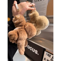 Porte-clés de voiture en peluche lapin singe mignon, poupée en peluche tendance et décoration de sac pour femme