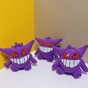 Vente directe usine – Pendentifs porte-clés Pokémon Gengar faits main au crochet, ornements en peluche personnalisés, résistants au boulochage et à la décoloration - Product Image 4