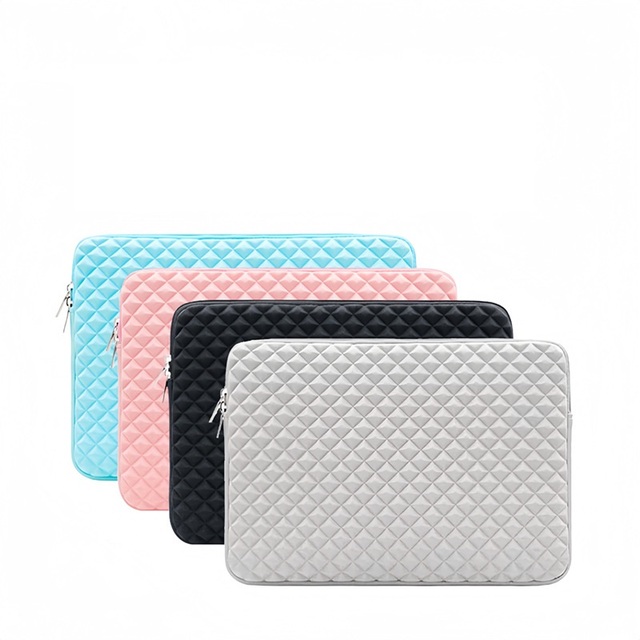 Custom Waterproof Shockproof Protective 11 13 14 15 15.6 16 Inch Diamond Quilted Neoprene Laptop Sleeve Case Bag for Macbook
