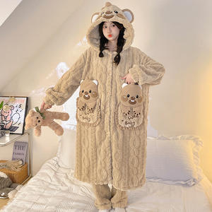 Camisón de otoño e <span class=keywords><strong>invierno</strong></span>, <span class=keywords><strong>pijama</strong></span> de lana Coral para mujer con dibujos animados de terciopelo grueso adecuado para ropa de hogar al aire libre en <span class=keywords><strong>invierno</strong></span> - Product Image 6