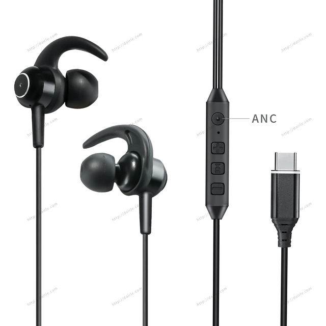 In Ear Active Noise Cancelling Headphones Shark Fin Design CNC Aluminum Shell New Arrival Best Selling Wired Earphones