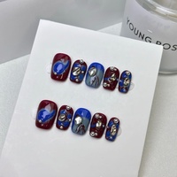 Luxe court carré rond oeil de chat doux Cool ongles artificiels portable faux à la main presse sur les ongles pour cadeau d'anniversaire