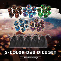 Ensemble de dés polyédriques en acrylique de qualité supérieure pour D&D - 7 pièces - Logo personnalisé bicolore - 16 mm - Durable - Fantasy RPG Pathfinder Terrazoom Dice-008