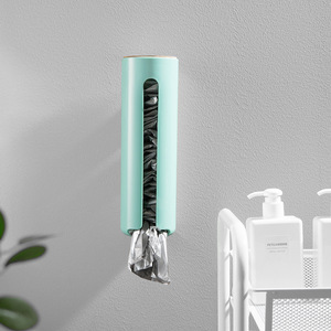 Wall Mounted Garbage Bag <b>Storage</b> <b>Box</b> Round White Covered <b>Kitchen</b> Bathroom Plastic Bag Holder Nordic Style - Product Image 2