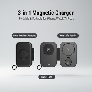 Base de Carga Inalámbrica Magnética Plegable Portátil 3 en 1 <span class=keywords><strong>para</strong></span> iPhone 17 16 15 14 13 Pro Max, Reloj y Auriculares - Product Image 1