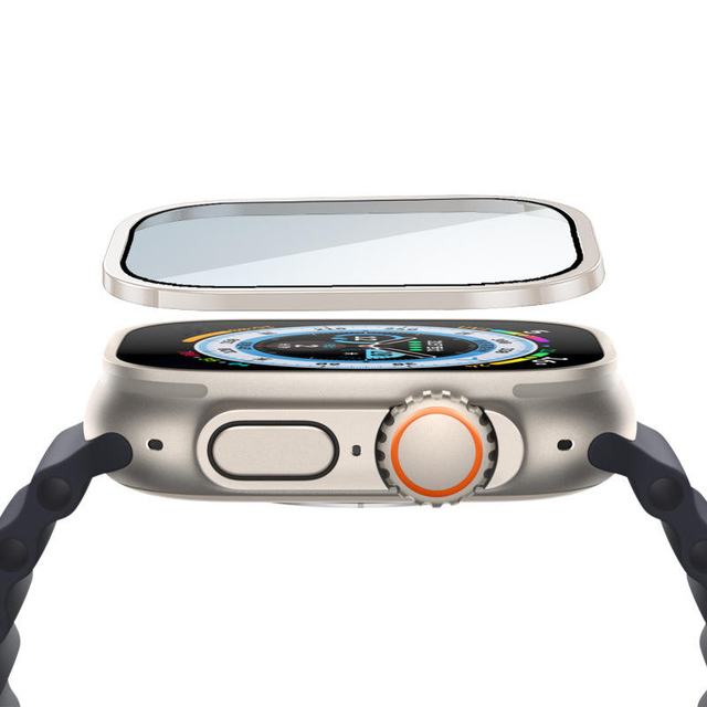 Screen Protector for Apple Watch Ultra 49mm Bumper Aluminum Alloy Frame Case Cover Tempered Glass Film for Apple Watch Ultra 2
