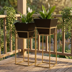 AK Brass Golden <b>black</b> metal planter set of 2 home decor indoor planter decorative customized modern planters - Product Image 2