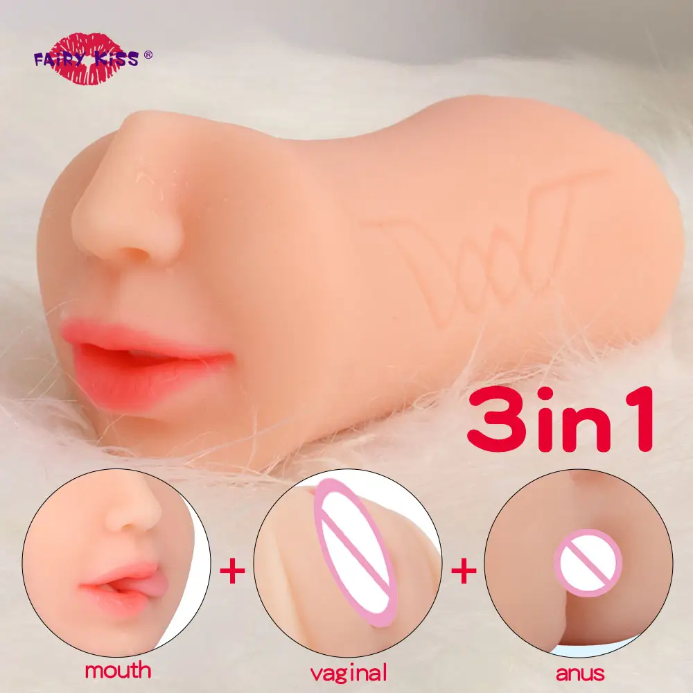 FairyKiss 3 in 1 Male Masturbator Realistic Pocket Pussy 3D Vagina and Tight Ana Deep Throat Oral Sex doll Sex Toys for Men Male