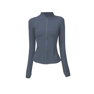 Vêtements de sport pour femmes, série de fermetures éclair dorées, veste de yoga respirante, ajustée, manches longues, haut de fitness uni - Product Image 5