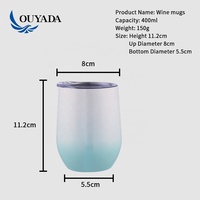 Mug à café isotherme à double paroi en acier inoxydable de 400 ml avec couvercle, dégradé de couleurs, tasse à bière portable en métal pour les voyages et le bureau