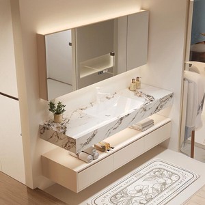 Sistema de tocador de esquina que ahorra espacio con lavabo triangular, torre de almacenamiento giratoria y espejo para baños pequeños - Product Image 4