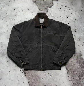 Giacca Varsity in velluto a coste camicie da uomo in cotone con bottoni Casual a manica lunga con tasca a patta Acid Wash - Product Image 4