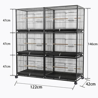 Cage d'élevage pour perroquets sur mesure, à trois niveaux, empilable, extra-large, avec roues universelles mobiles, modèle 012