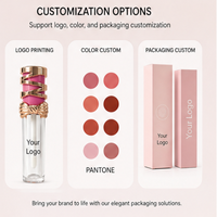 Gloss à lèvres naturel anti-adhésif pour fêtes, marque privée, avec tubes dorés à rayures rondes et nœud papillon