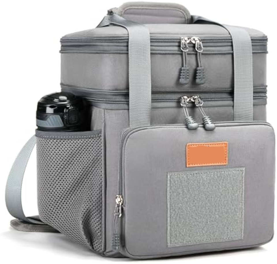 Double Deck Heavy Duty Large Insulated Tactical Lunch Bag Expandable ...