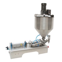 Machine de remplissage de pâte de tomate semi-automatique avec doseur pneumatique et trémie agitée pour ketchup, sauce pizza, pâte de piment et confiture