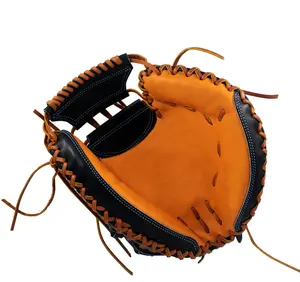 High Quality Custom Youth Pro Steer Hide Kip Leather Sports Baseball Glove Gold 33.5 Inch Catchers Mitt