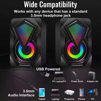 Système de son surround, haut-parleurs PC LED, lumière LED RGB, basses puissantes, haut-parleur d'ordinateur de bureau filaire USB