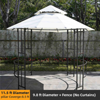 Pavillon de jardin de luxe rond en acier, finition moderne thermolaquée, imperméable et durable, haut de gamme, pour salon de jardin
