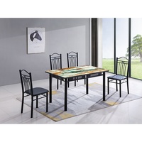Design moderne Pas Cher Salle à manger Meubles Table à Manger Noire 6 Places Ensemble de Table de Salle À Manger Table En Métal Jambes En Verre type