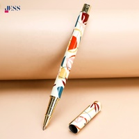 Stylo de transfert thermique par sublimation DIY avec logo à 360 degrés, encre bleue, capuchon en métal fantaisie, accessoires dorés