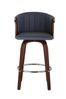 Tabouret de Bar haut de comptoir moderne de luxe nordique réglable contreplaqué de placage de noyer foncé salle à manger en cuir synthétique pivotant à 360 degrés