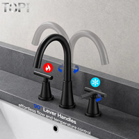 Robinet mélangeur de lavabo de salle de bain en acier inoxydable SUS304 OEM à double poignée avec valve en céramique, eau chaude et froide, sans plomb, vente en gros d'usine