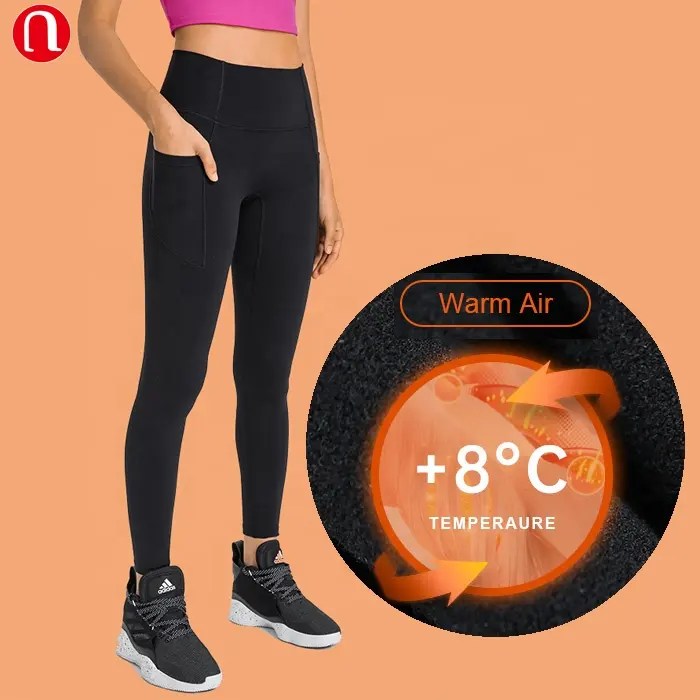 Luluyun Winter Avondmaal Warm Hoge Taille Pocket Yoga Broek Tummy Controle Workout Running 4 Way Stretch Yoga Leggings