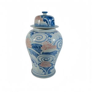 Vaso Antico <span class=keywords><strong>di</strong></span> Jingdezhen in Porcellana Blu e Bianca Dipinto a <span class=keywords><strong>Mano</strong></span> con Coperchio, Elegante Decorazione per Casa, Hotel, Matrimonio, Regalo - Product Image 4